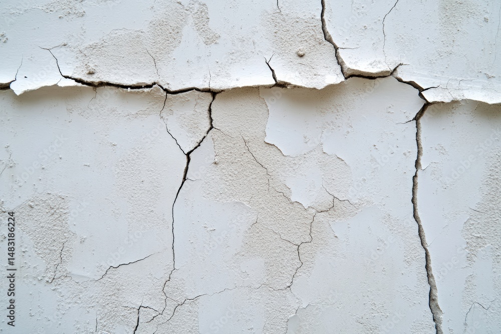 Obraz premium Close up of cracked wall plaster showing texture and damage. Generative AI