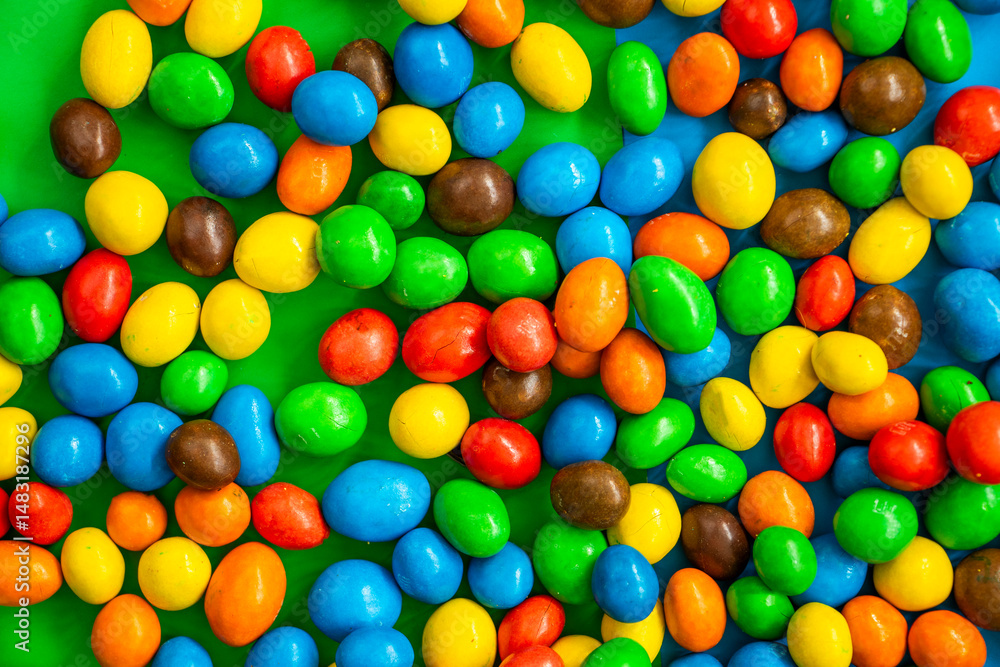 Fototapeta premium colorful candies high angle view