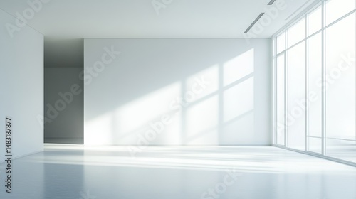 Minimalist office space with natural lighting .