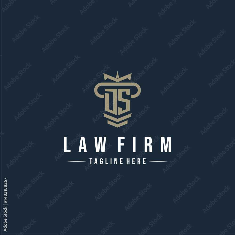 DS initial monogram logo law firm with pillar design DS initial monogram logo law firm with pillar design