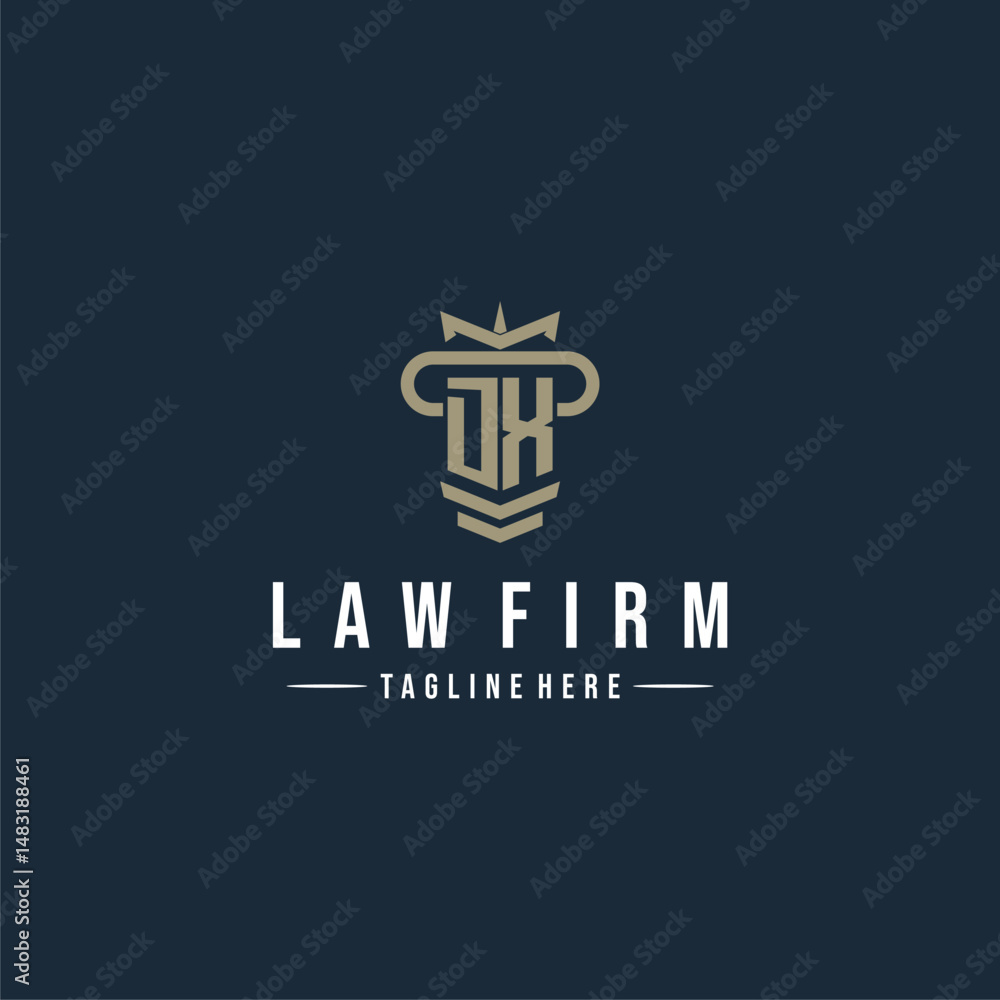 DX initial monogram logo law firm with pillar design DX initial monogram logo law firm with pillar design