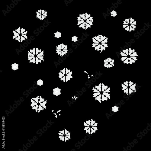 Snowflake Serenity: A delicate dance of snowflakes gracefully drifts against a dark canvas. The intricate crystalline forms, a gentle hush of winter's embrace.
