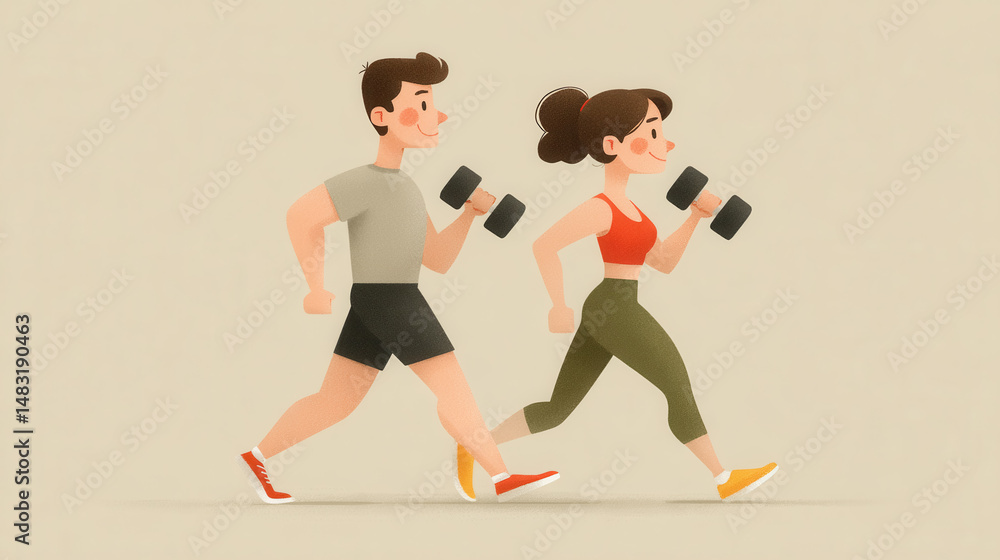 Fototapeta premium Determined man and woman running together in a scenic location focused on their fitness training goals