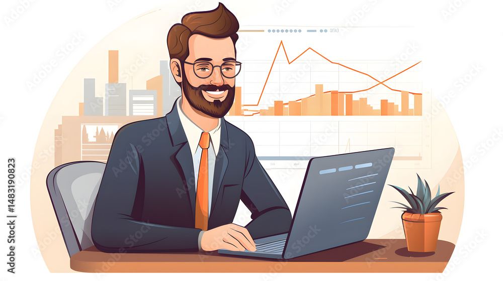 Professional Businessman Analyzing Business Graphics for Investment Strategies Professional Businessman Analyzing Business Graphics for Investment Strategies