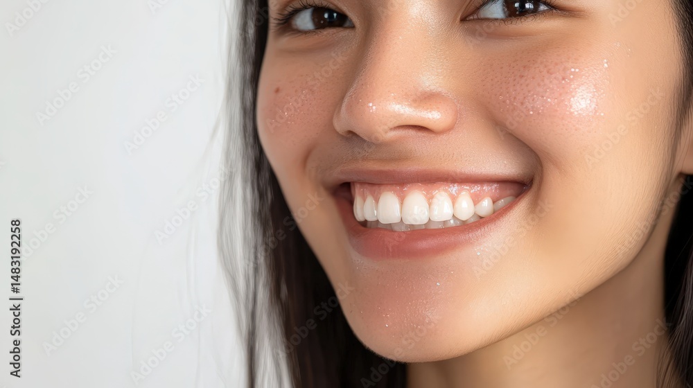Close-up portrait of a person with a radiant smile. Close-up portrait of a person with a radiant smile.