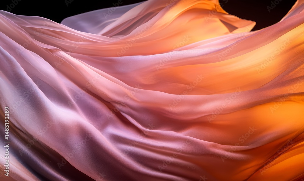 Obraz premium Flowing Fabric in Warm Sunset Hues.