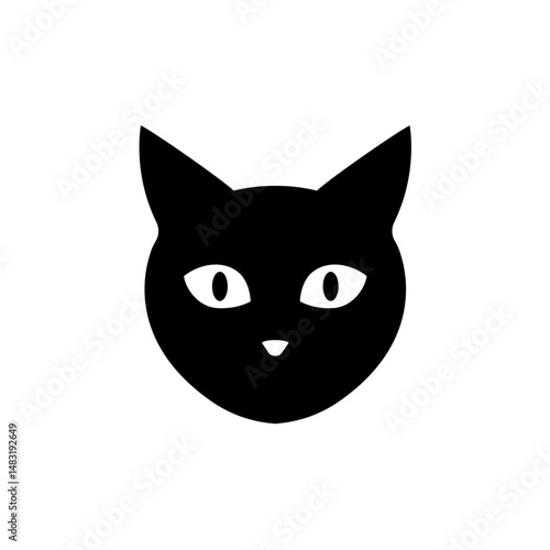 Black kitten kitty face head icon. Cute cartoon funny character. Vector illustration 