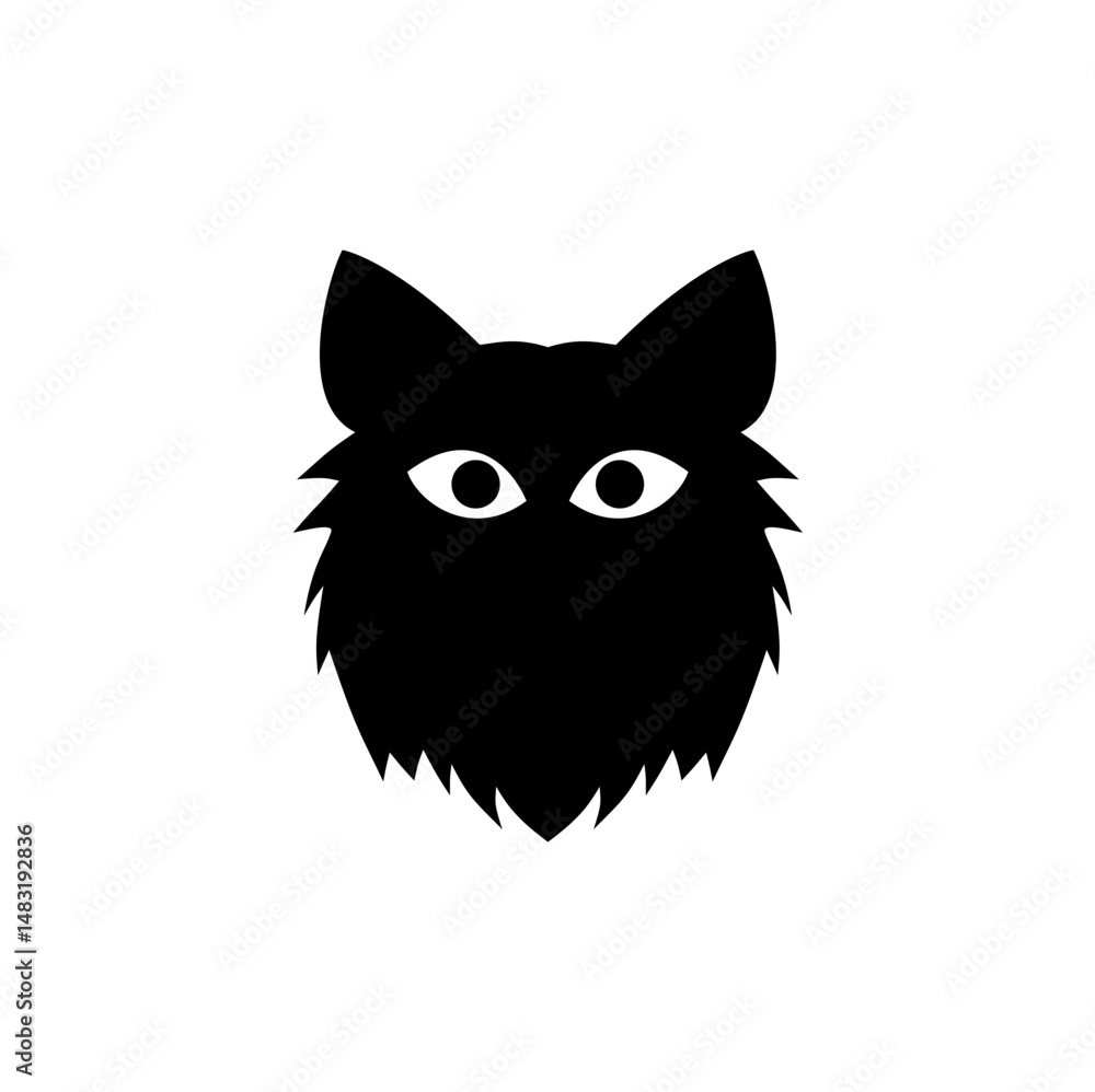 Fototapeta premium Black kitten kitty face head icon. Cute cartoon funny character. Vector illustration