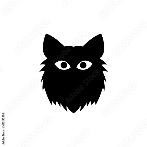 Black kitten kitty face head icon. Cute cartoon funny character. Vector illustration 