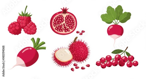 Vibrant Red Fruits and Vegetables Collection