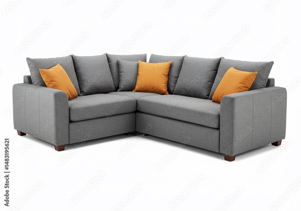 Obraz premium 灰色ファブリックコーナーソファ 快適くつろぎ空間 上品なデザイン
