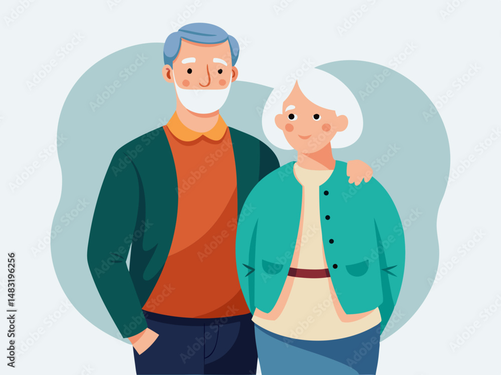Fototapeta premium Happy senior couple standing together wearing casual clothes