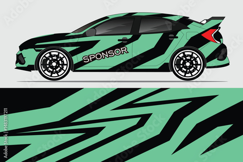 Stylish racing car design with dynamic patterns
