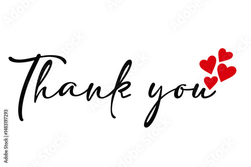 Minimalist vector illustration with the text "thank you" accompanied by a heart symbol