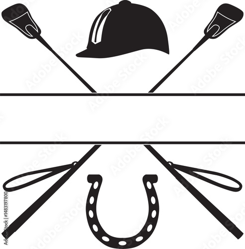 Horse Split Monogram, Horse Split Name, Horseshoe Clipart