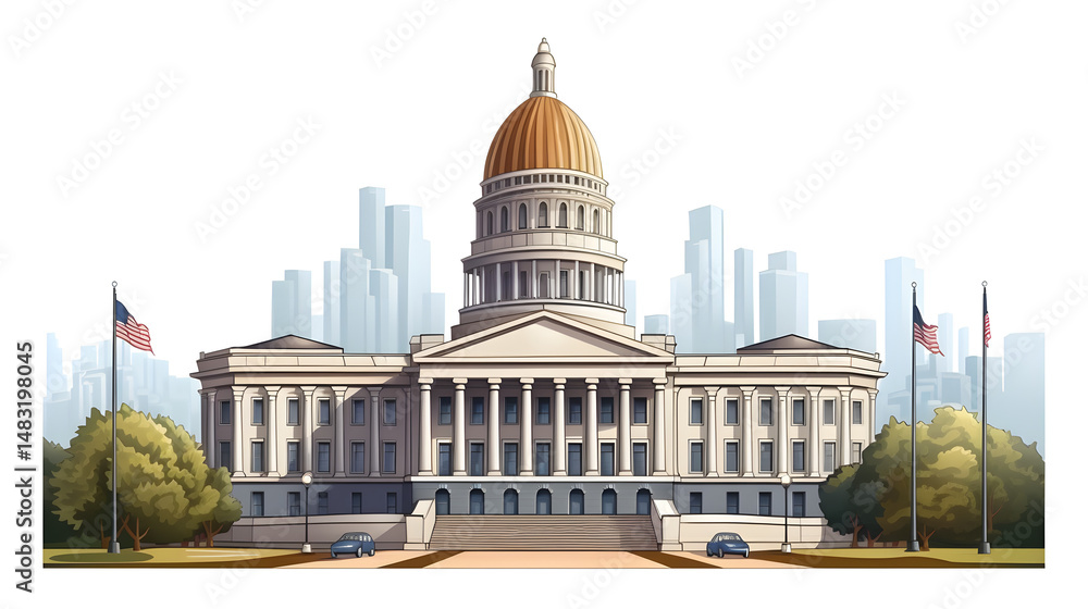 Obraz premium Cartoon vector illustration of the Capitol of Georgia isolated on white background for design elements