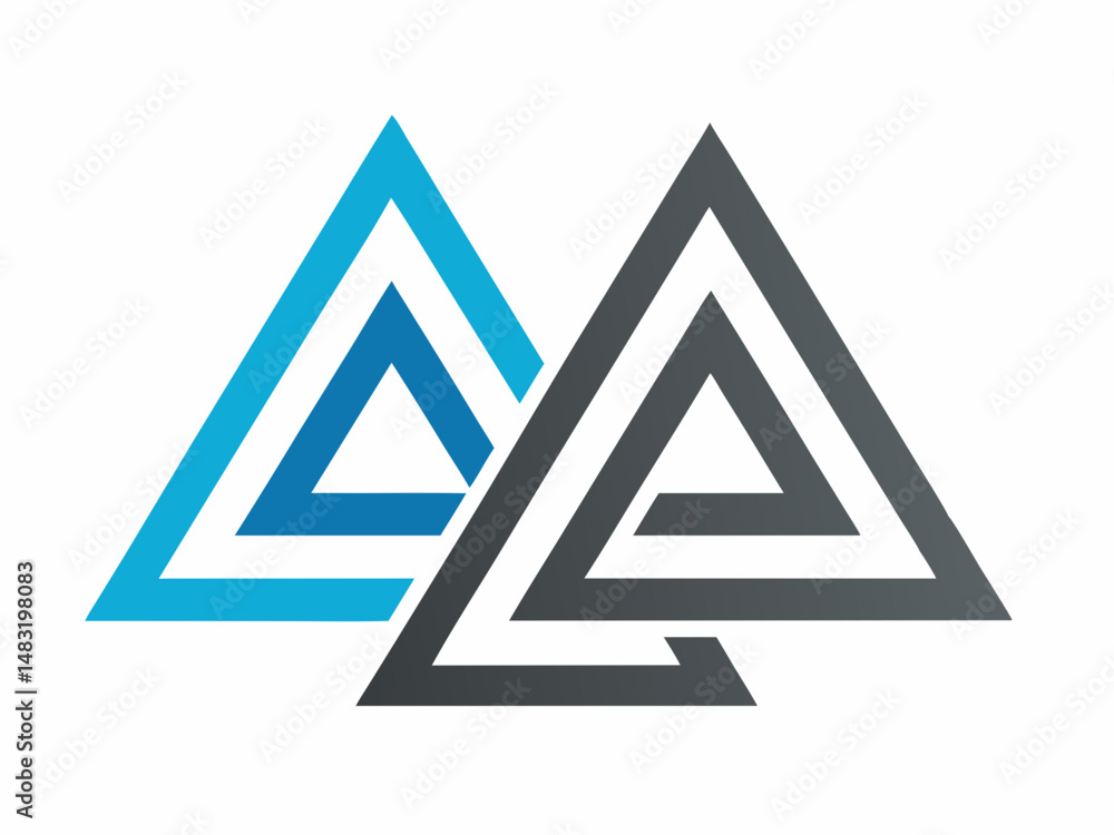 Abstract Geometric Logo Design with Interlocking Triangles in Blue and Gray Abstract Geometric Logo Design with Interlocking Triangles in Blue and Gray