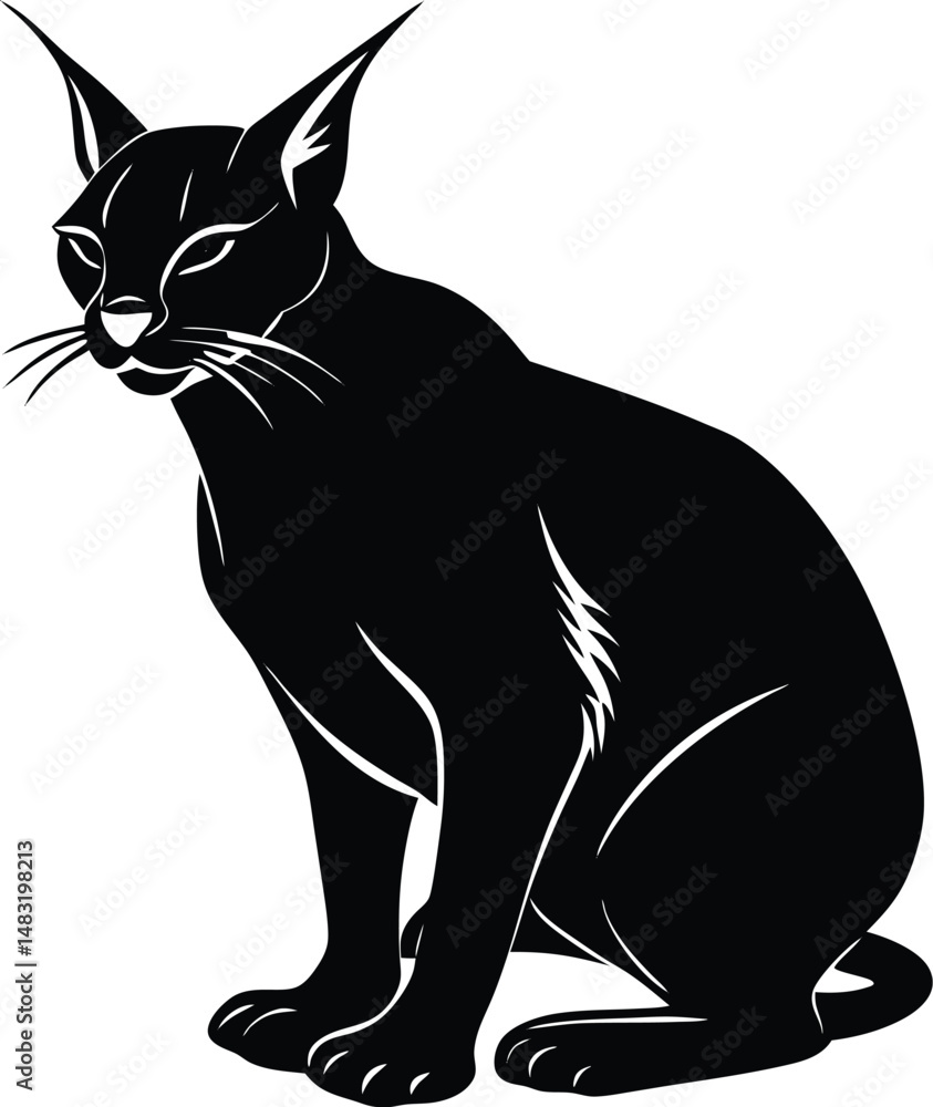 Caracal Silhouette Crouched Low Caracal Silhouette Crouched Low