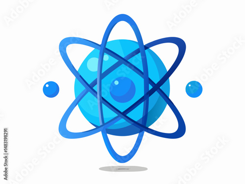 Abstract Blue Atom Icon Science Technology Design Element