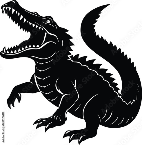 Crocodile Silhouette With Open Jaw