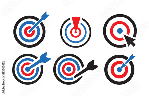 Set of success target icons.  outline icons related to success target board. Linear icon collection. Success target outline icons collection. Vector eps 10