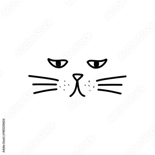 Cute cat face doodle. Vector illustration 