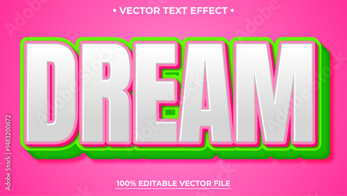Dream Text Effect, Editable 3D Bold Text Style
