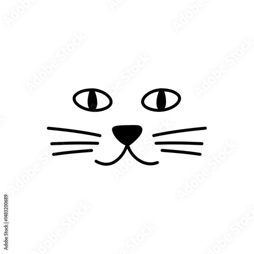 Cute cat face doodle. Vector illustration 