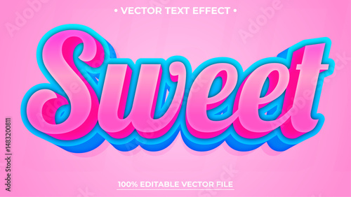 Editable text effect Sweet 3d Cartoon Realistic template style premium vector
