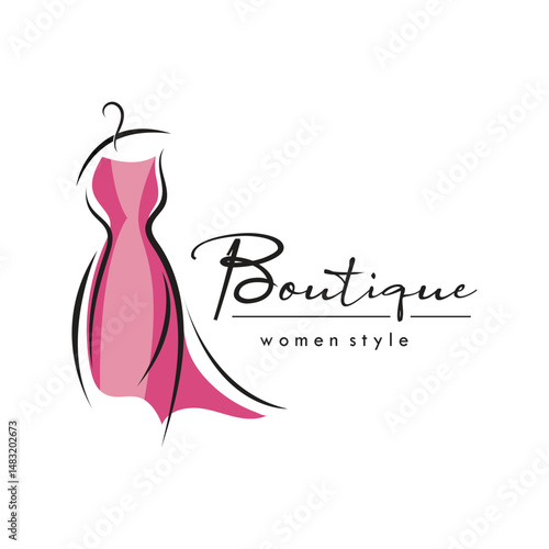 elegant women's fashion logo, clothing, boutique, convection, tailor, garment, business, apparel, fashion designer