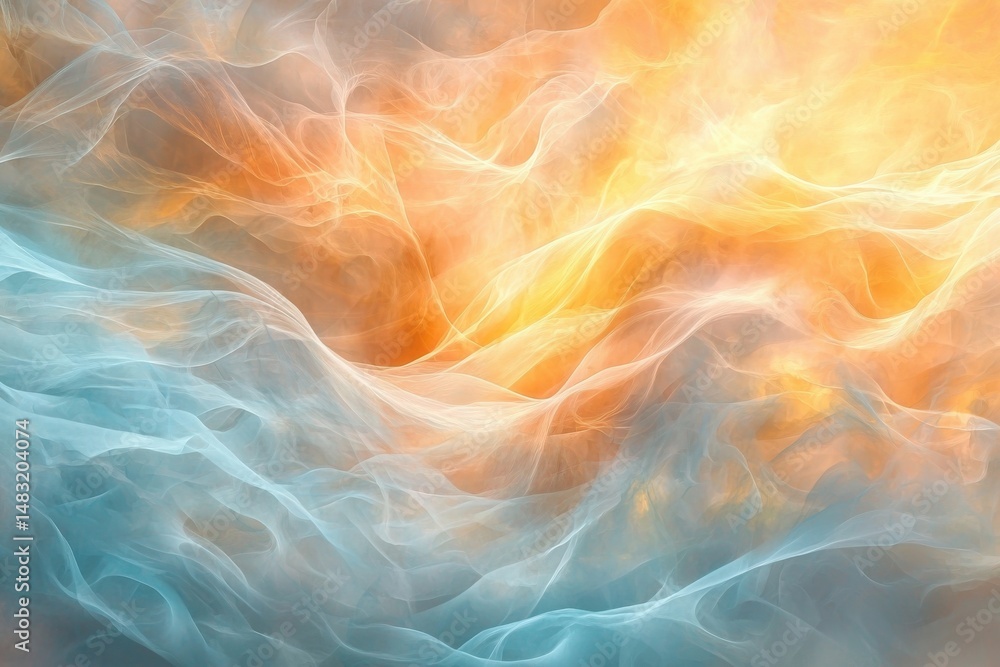 Fototapeta premium Abstract Flowing Waves of Blue and Orange Light in Motion