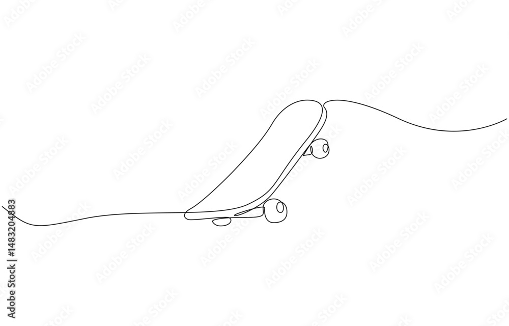 Skateboard one line art. Continuous line drawing of sport, Continuous one line drawing of skateboard on street road. One line drawing illustration of skateboard. Skateboard one line art. Continuous line drawing of sport, Continuous one line drawing of skateboard on street road. One line drawing illustration of skateboard.