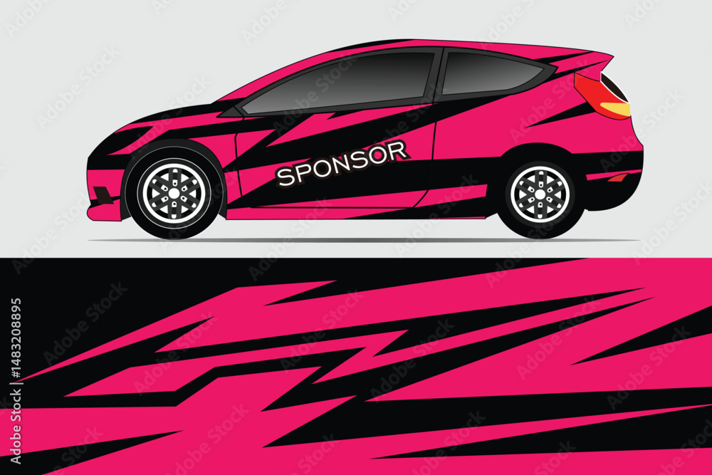 Obraz premium Vibrant pink racing car with dynamic design on track