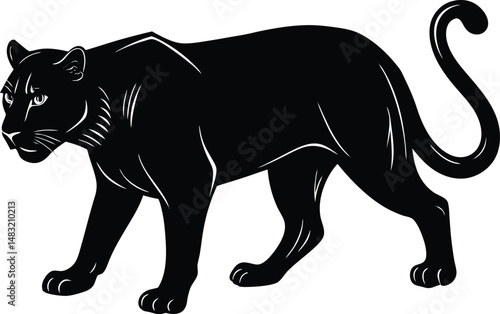 Panther Silhouette Walking Stealthily