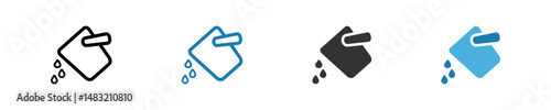 Bucket filled water icon flat. Liquid drop icon in vector design style. Drip sign. Bucket water illustration.
