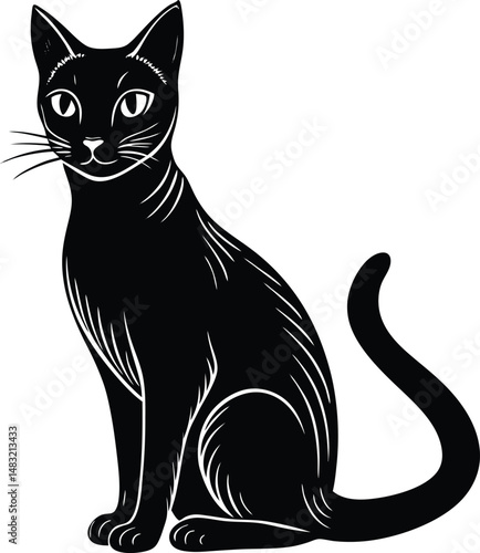 Siamese Cat Silhouette Sitting