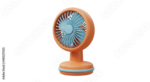 Tableau sur toile Isolated Orange and Blue Portable Fan
