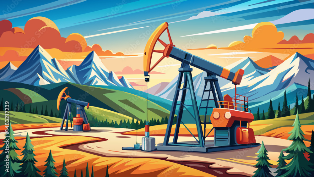 Fototapeta premium Oil Gas Petroleum Industry Pumpjack Alberta Canada