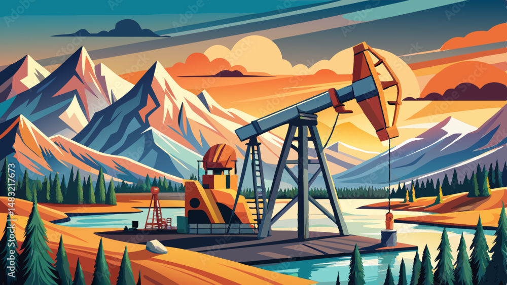 Fototapeta premium Oil Gas Petroleum Industry Pumpjack Alberta Canada