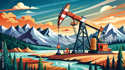 Oil Gas Petroleum Industry Pumpjack Alberta Canada