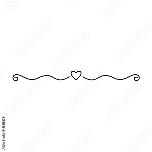 Hand drawn Heart swirl divider