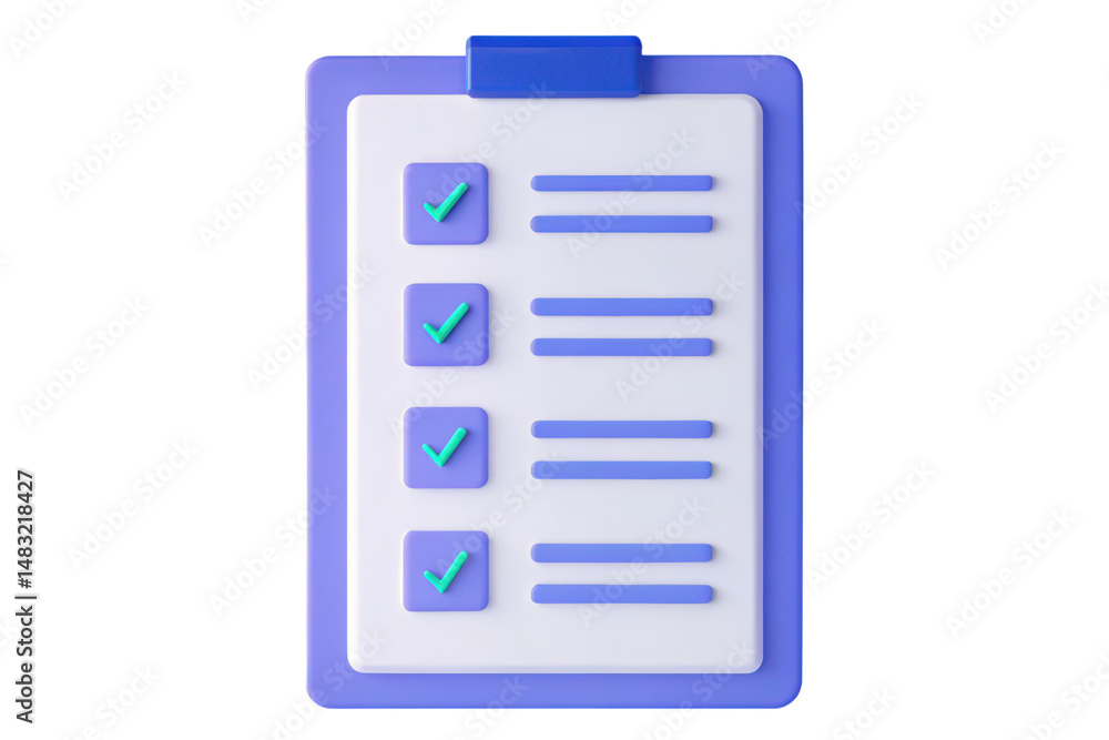 A clipboard with a checklist featuring three marked checkboxes and horizontal lines indicating list items. A clipboard with a checklist featuring three marked checkboxes and horizontal lines indicating list items.
