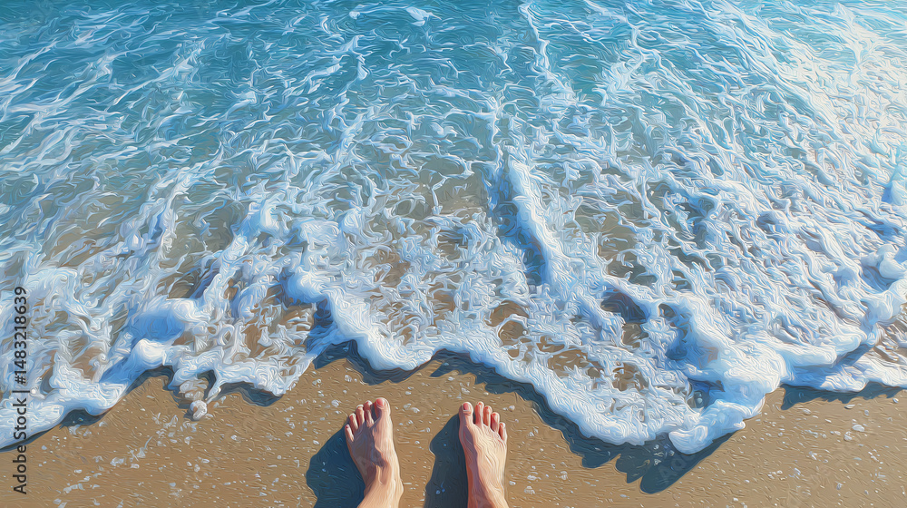 Obraz premium waves rolling over feet