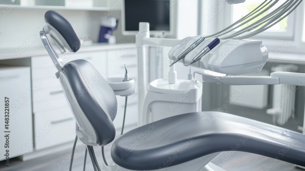 Dental assistant preparing instruments, clean space Dental assistant preparing instruments, clean space
