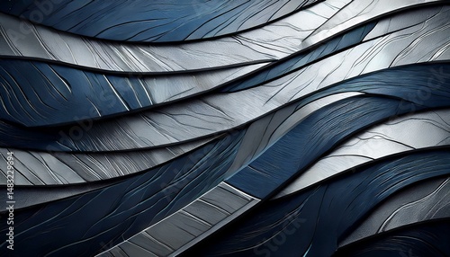Abstract Blue and Silver Wave Pattern
