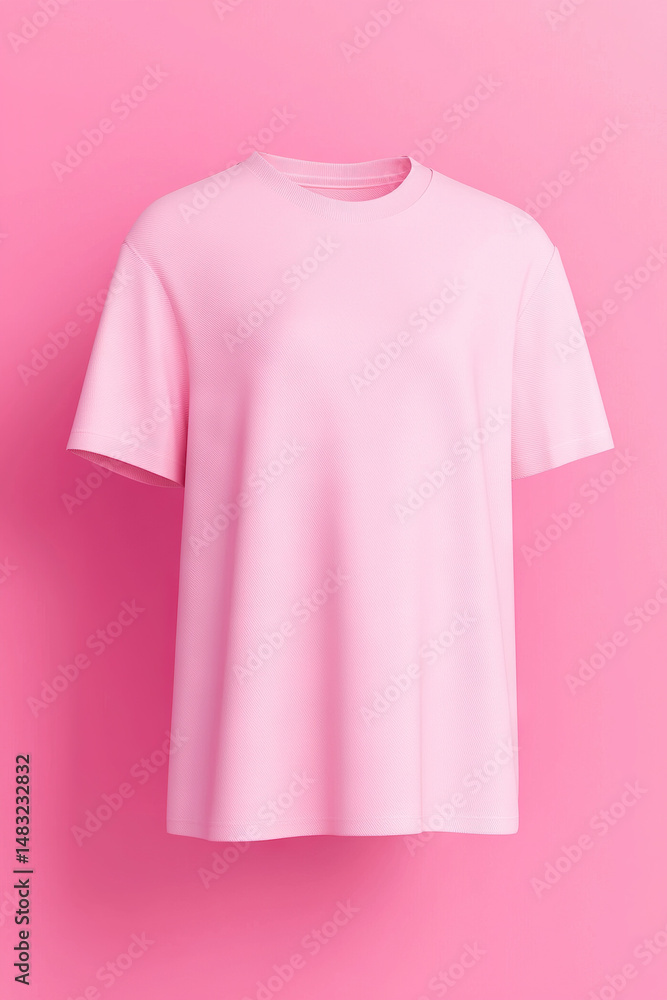 Pink t shirt mockup on vibrant pink background, showcasing minimal and clean design for branding or fashion concepts Pink t shirt mockup on vibrant pink background, showcasing minimal and clean design for branding or fashion concepts
