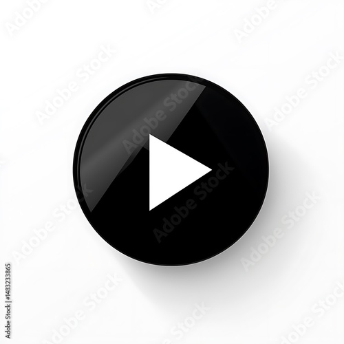 Free Download Sleek Black Round Button with White Triangle Play Symbol for Modern Interface Design and Interactive Media Elements. - GFXLoad
