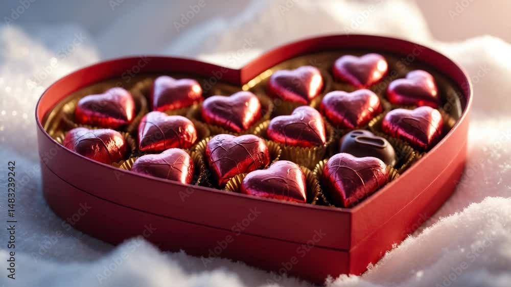 Heart-shaped chocolates packaged in a box Heart-shaped chocolates packaged in a box