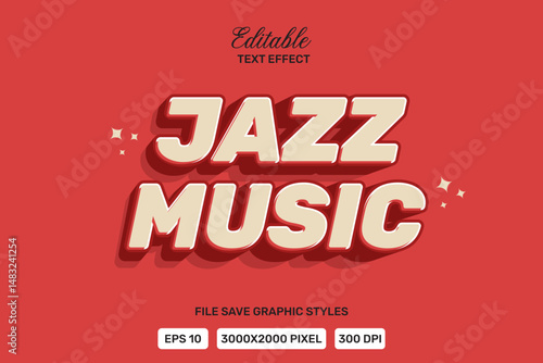 Editable jazz music school text effects 3d template style premium vector.