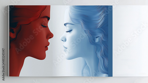 Vibrant brochure for a mental health app uses soothing colors and symbolic imagery of a balanced mind leaving space for features and benefits appealing to modern audiences